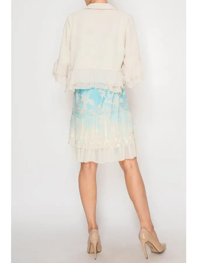 Cropped Ruffle Jacket in New Daisy Print by Origami