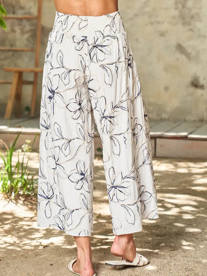 Embroidered Linen Palazzo Pant by Paparazzi