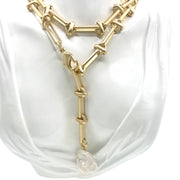 Lux Chunky Knot Link Pearl Drop Necklace