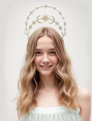 Sun Moon Stars Goddess Crown Halo Headband, Boho Headpiece Robin Boutique