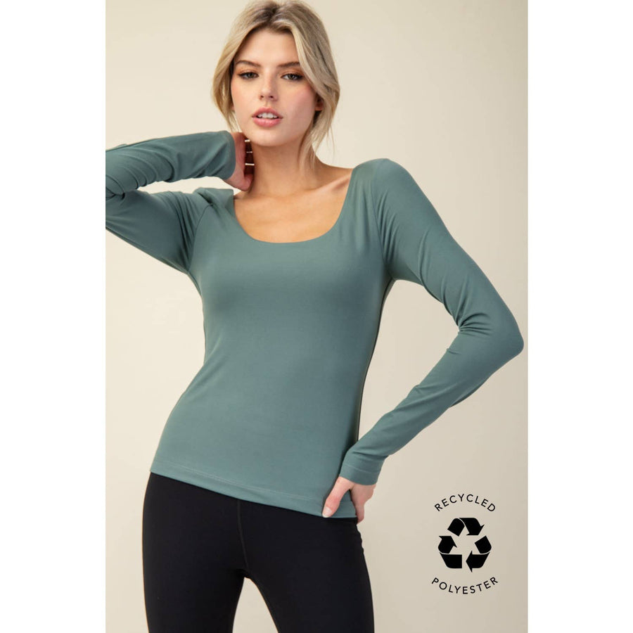 RECYCLED BUTTER ROUND NECK TOP T9967 Robin Boutique