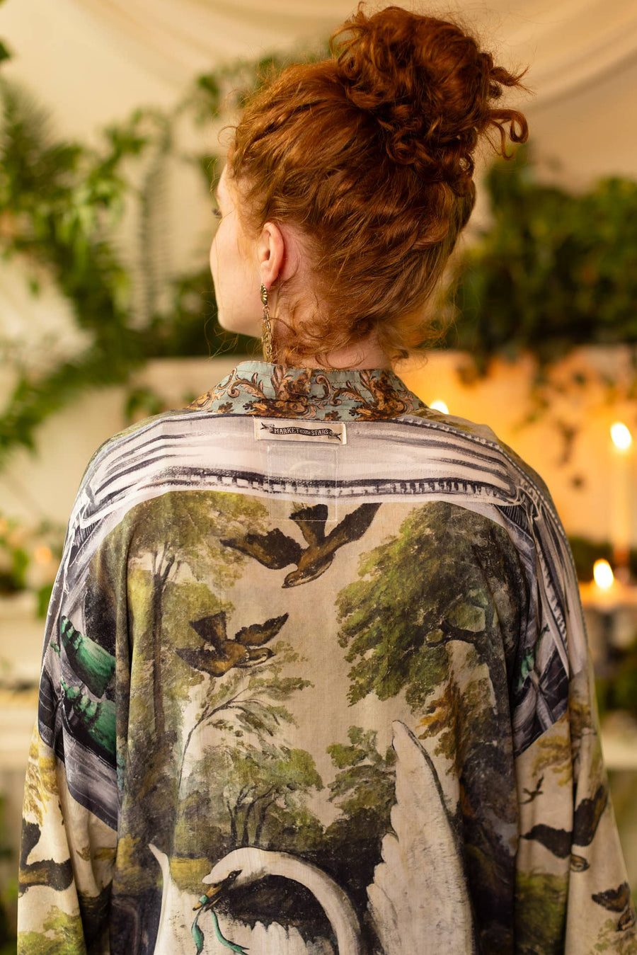 Additional view of Theatre of Dreams Pixie Duster Cropped Kimono with Swan from Robin Boutique.