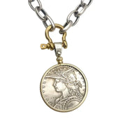 Vintage French Coin Pendant Necklace