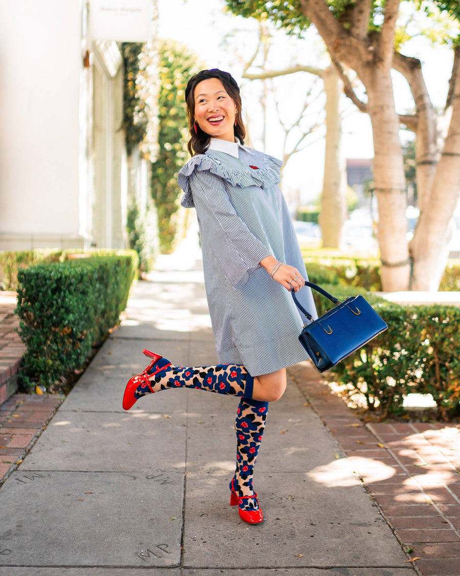 Bold Blue Sheer Knee High Socks Robin Boutique