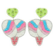 Pickleball Seed Beaded Rhinestone Post Earrings Robin Boutique