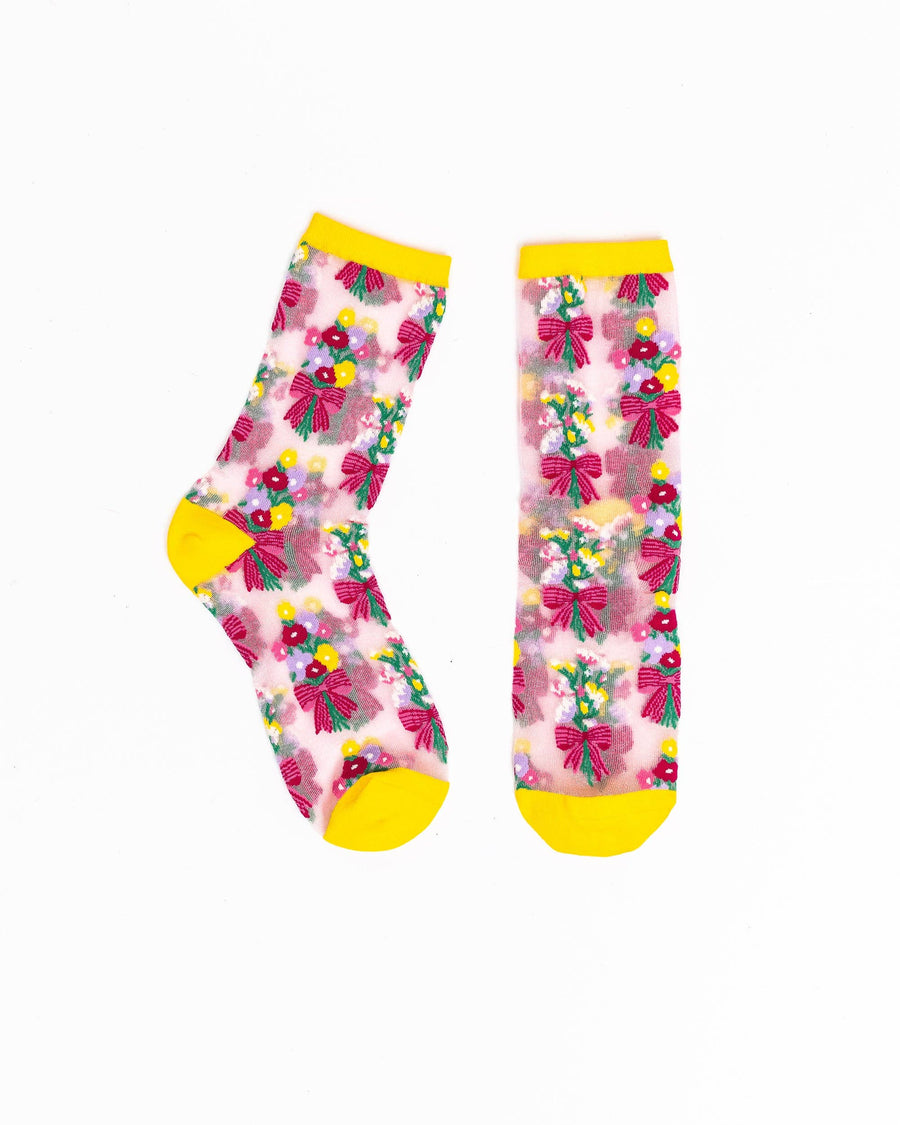 Bouquets All Day Shimmer Sheer Crew Sock Robin Boutique