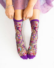 Scorpio Zodiac Black Sheer Crew Sock