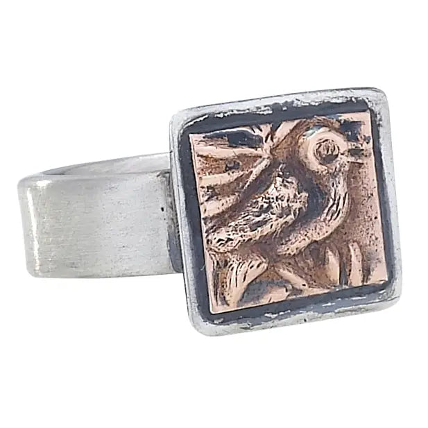Primitivo Copper Stamped Bird Ring