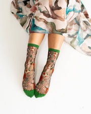 Virgo Zodiac Black Sheer Crew Sock