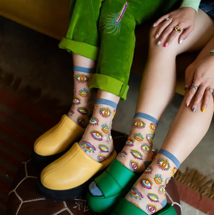 Evil Eye Sheer Crew Sock