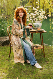 Additional view of Fable Opera Duster Kimono Robe with Deer Moon & Blossom from Robin Boutique.