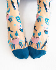 Cancer Zodiac Sheer Crew Sock