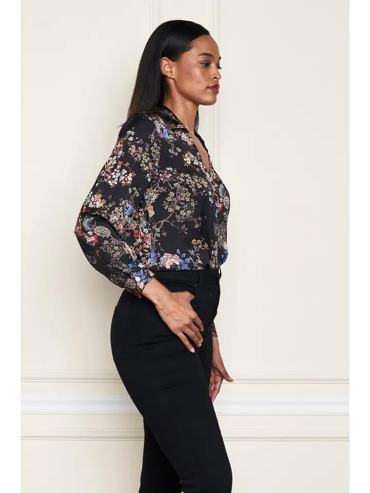 Satin Nagoya Print Top by Paparazzi