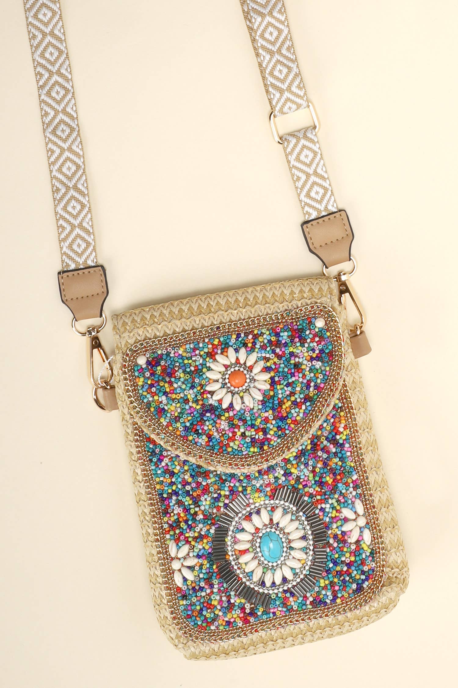 Turquoise Beaded Flower Crossbody Bag Robin Boutique