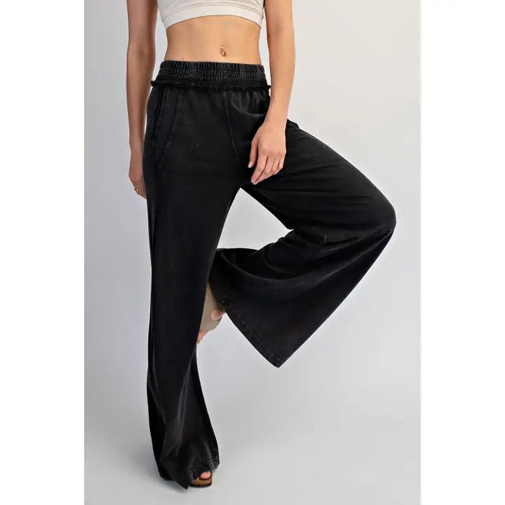Mineral Washed Terry Butter Wide Leg Pant