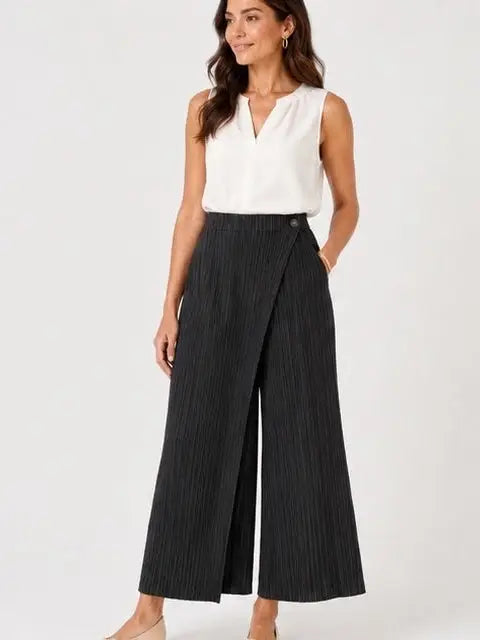 Pleated Pocket Pants with Overlay by EllyNDale