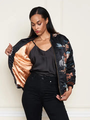 Satin Jacquard Embroidered Bomber Jacket by Paparazzi Robin Boutique