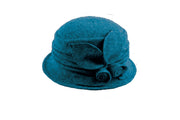 Boiled Wool Ribbed Cloche Hat in Teal - Robin Boutique