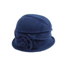 Boiled Wool Ribbed Hat and Flower