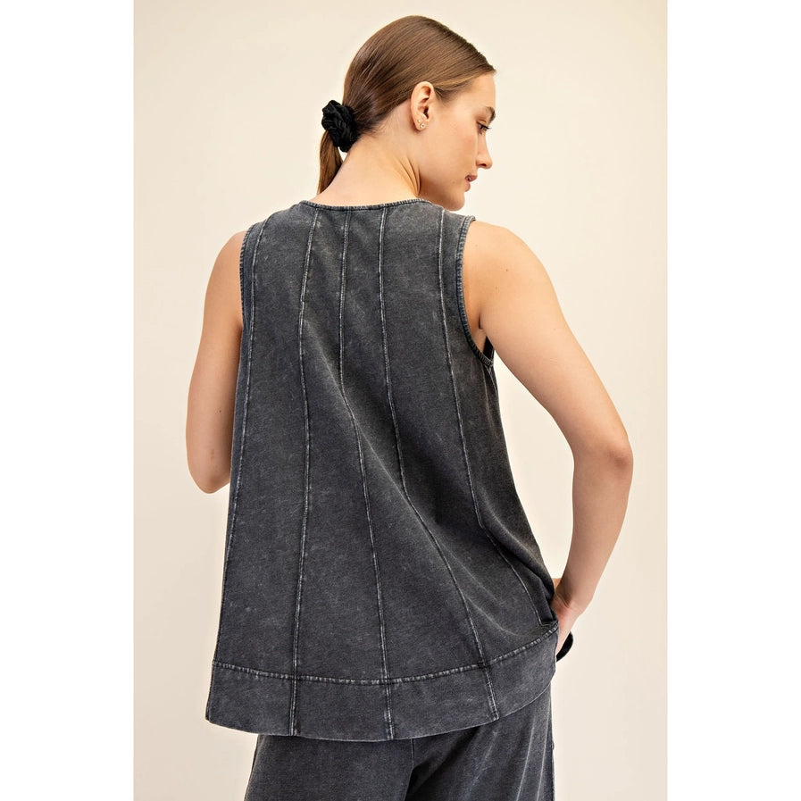 Mineral Wash Long Line Top by Rae Mode