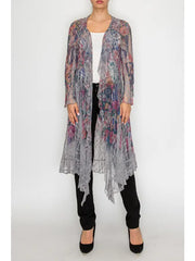 All Lace Long Cardigan in Bold Floral by Origami
