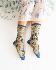 Capricorn Zodiac Shimmer Sheer Crew Sock