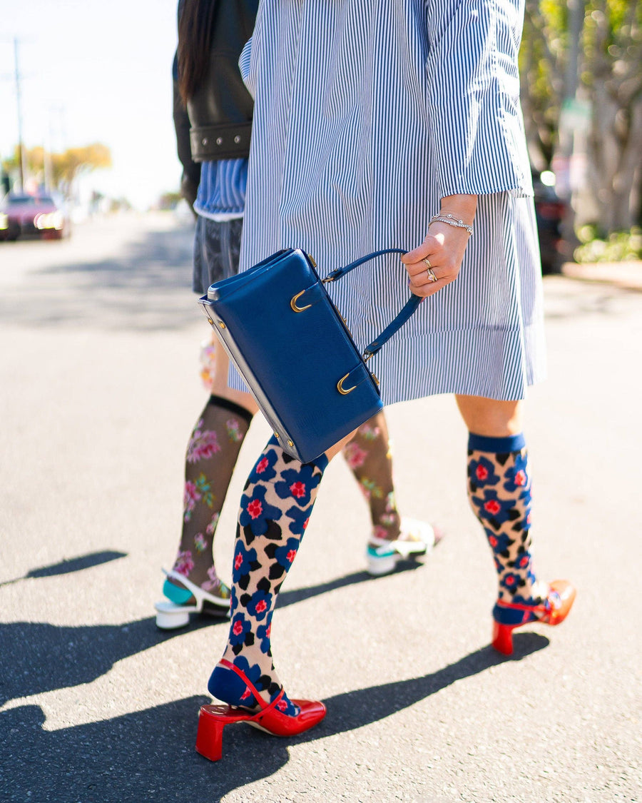 Bold Blue Sheer Knee High Socks Robin Boutique