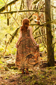 Woodland Wisdom Bohéme Maxi Slip Dress w/ Florals, Fox & Owl