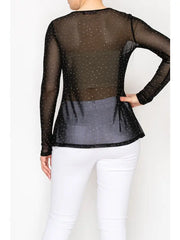 Sparkly Sheer Mesh Layering Shirt by Origami