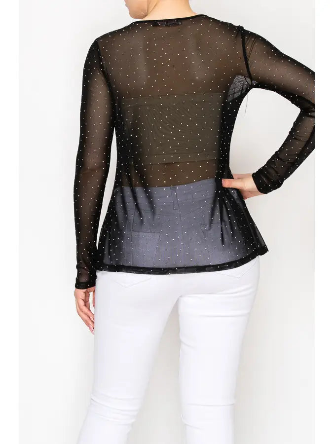 Sparkly Sheer Mesh Layering Shirt by Origami