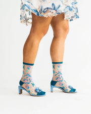 Pisces Zodiac Shimmer Sheer Crew Sock
