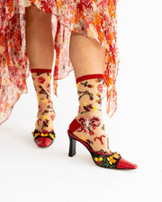 Aries Zodiac Shimmer Sheer Crew Sock
