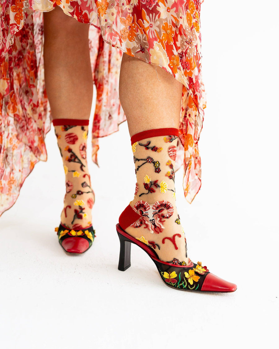 Aries Zodiac Shimmer Sheer Crew Sock