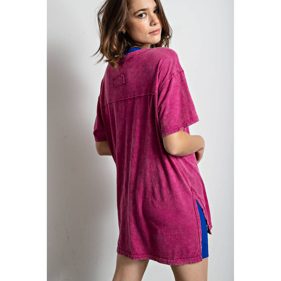 Mineral Washed Short Sleeve Tee by Rae Mode T9774 Robin Boutique