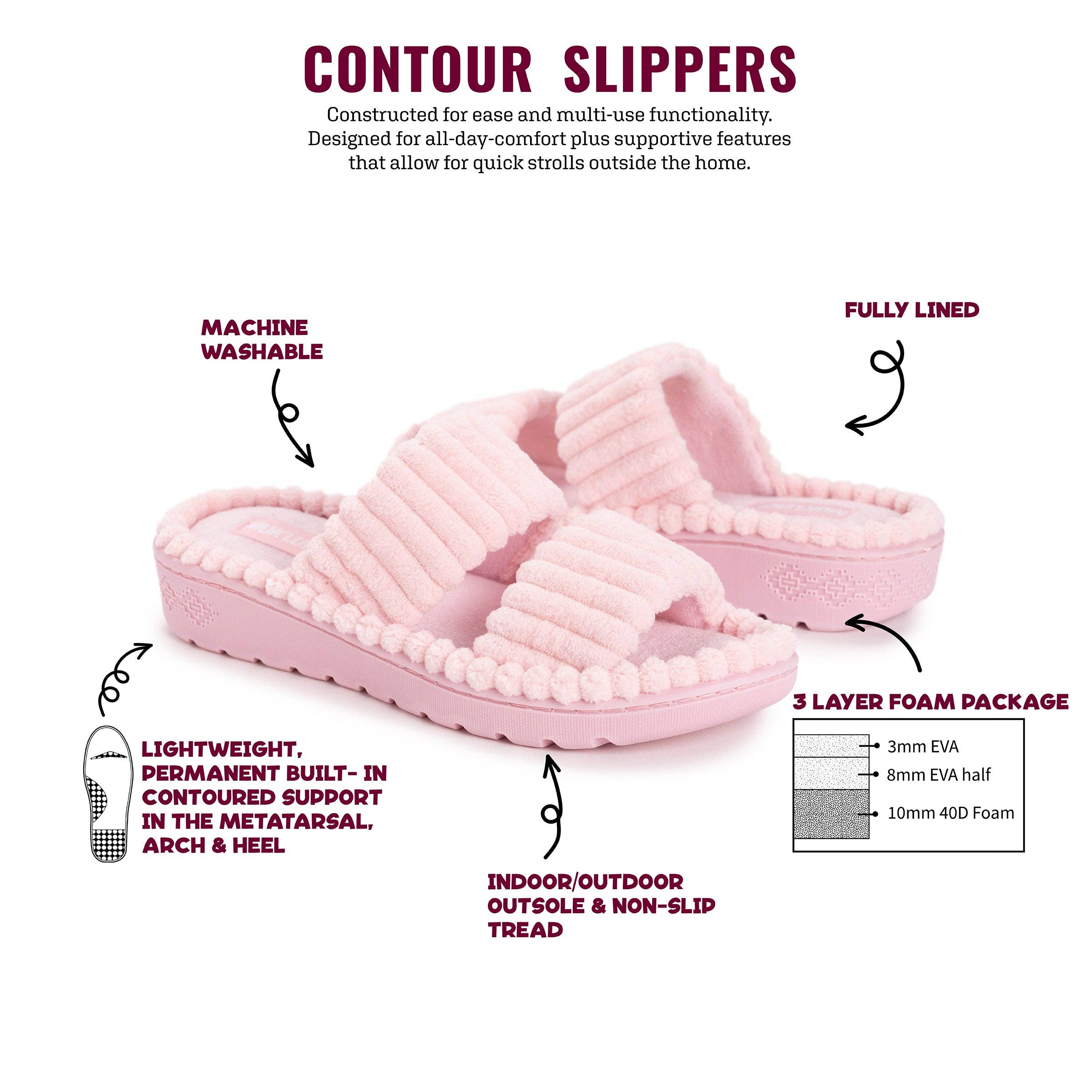 MUK LUKS Women's Ribbed Terry Slide Comfort Contour Slipper
