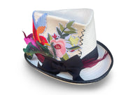 Meadow - Signature Pinch Front Top Hat with feather and bird detail Robin Boutique