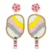 Pickleball Seed Beaded Rhinestone Post Earrings Robin Boutique