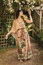 Fable Bohemian Floral Bamboo Scarf with Deer & Moon