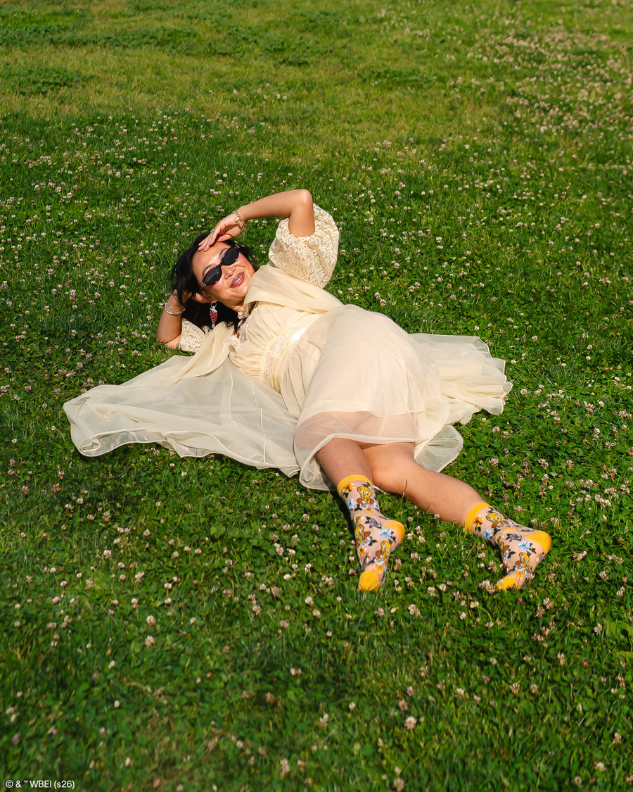 Tweety Floral Sheer Crew Sock