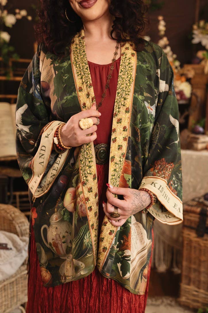 Additional view of Labour of Love Matineé (mid) Duster with florals & violin from Robin Boutique.