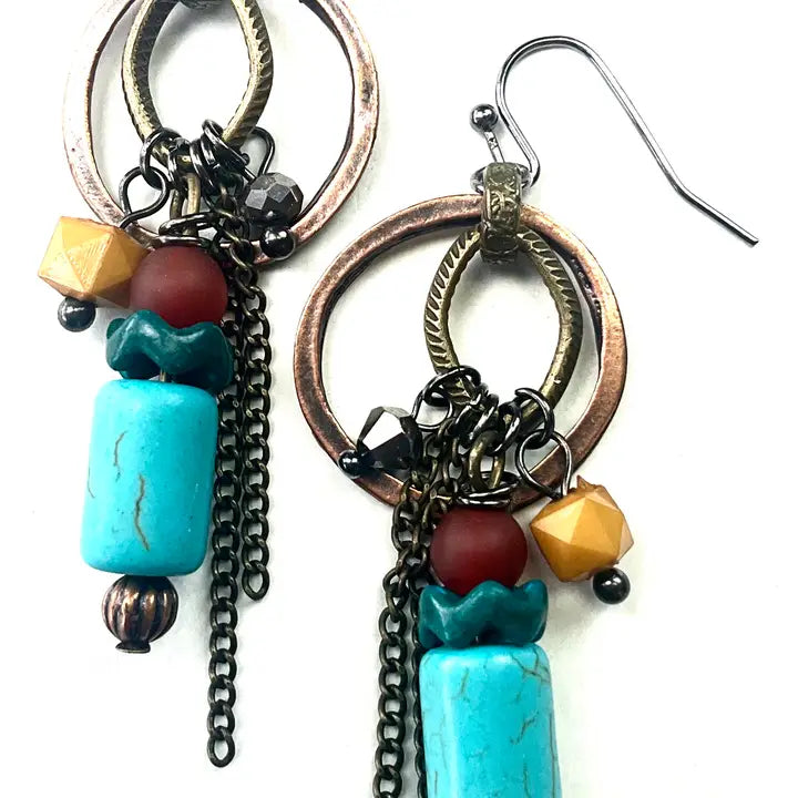 Link Dangles with Chains Drop Earrings