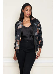 Satin Jacquard Embroidered Bomber Jacket by Paparazzi Robin Boutique