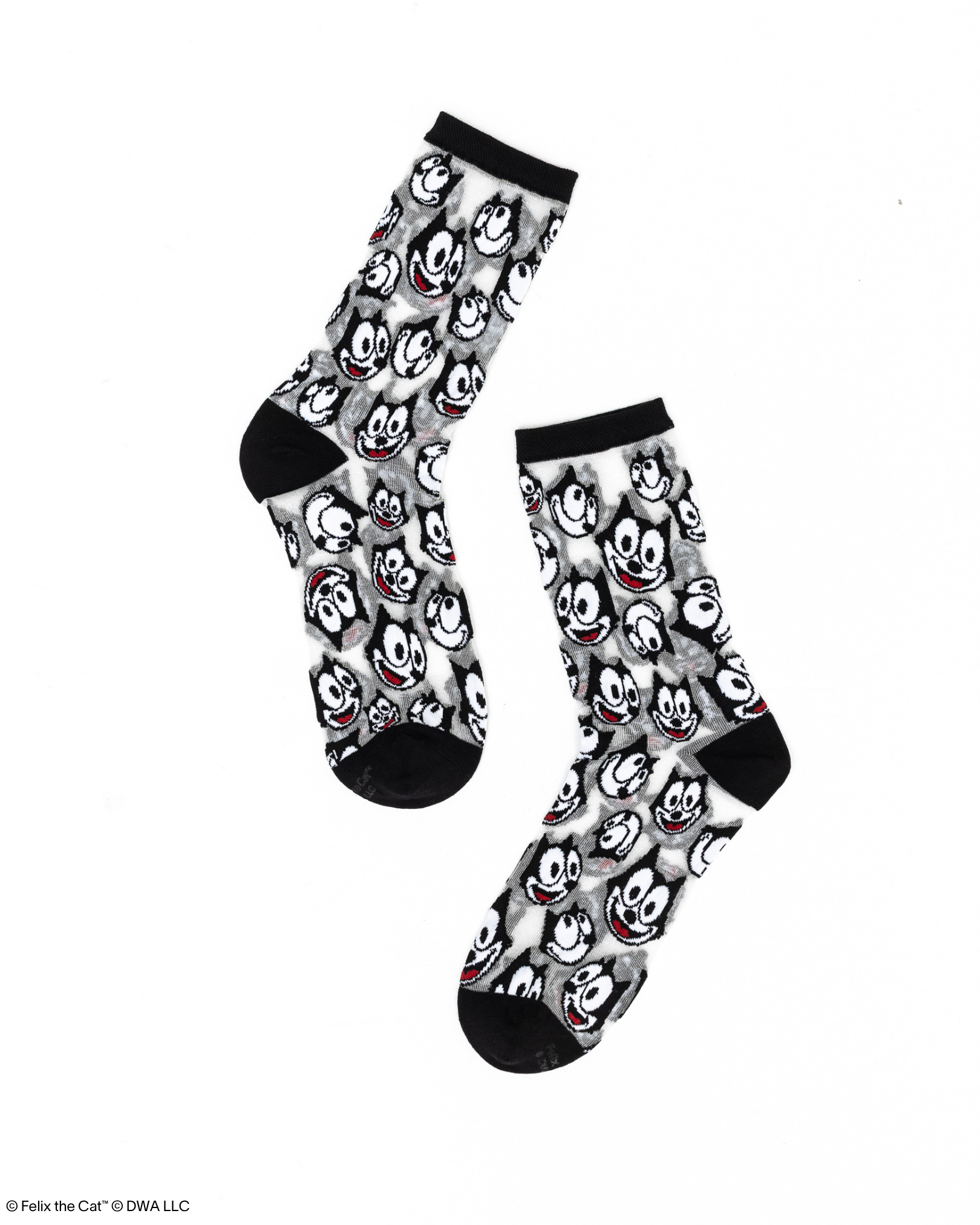 Felix the Cat Faces Shimmer Sheer Crew Sock