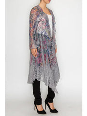 All Lace Long Cardigan in Bold Floral by Origami
