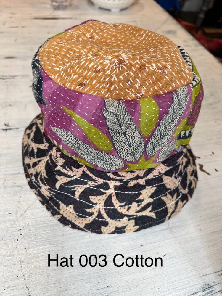 Reversible Silk/Cotton Kantha Bucket Hat by Robin