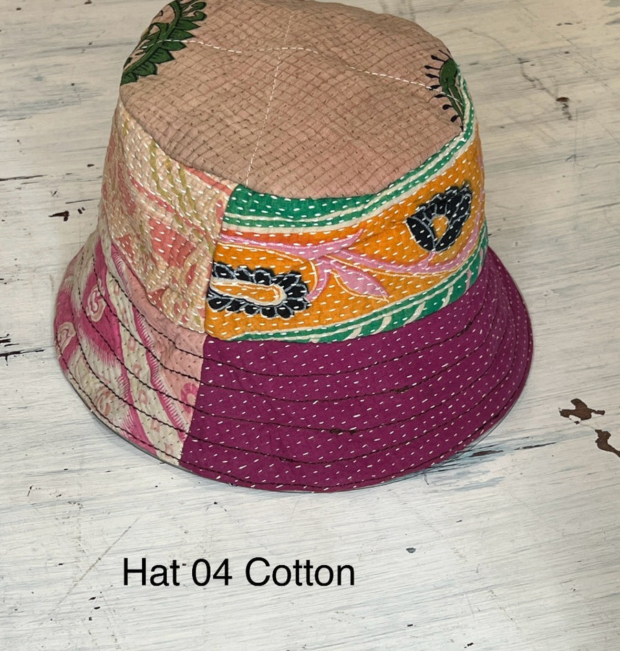Reversible Silk/Cotton Kantha Bucket Hat by Robin