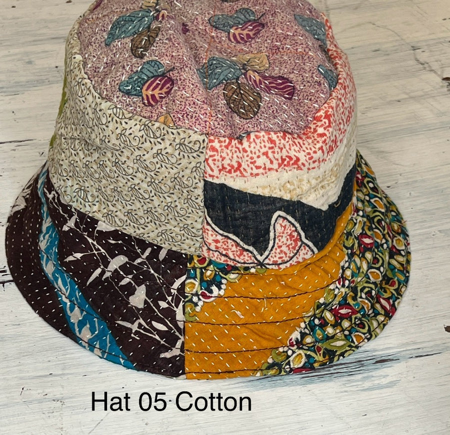 Reversible Silk/Cotton Kantha Bucket Hat by Robin