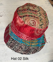 Reversible Silk/Cotton Kantha Bucket Hat by Robin