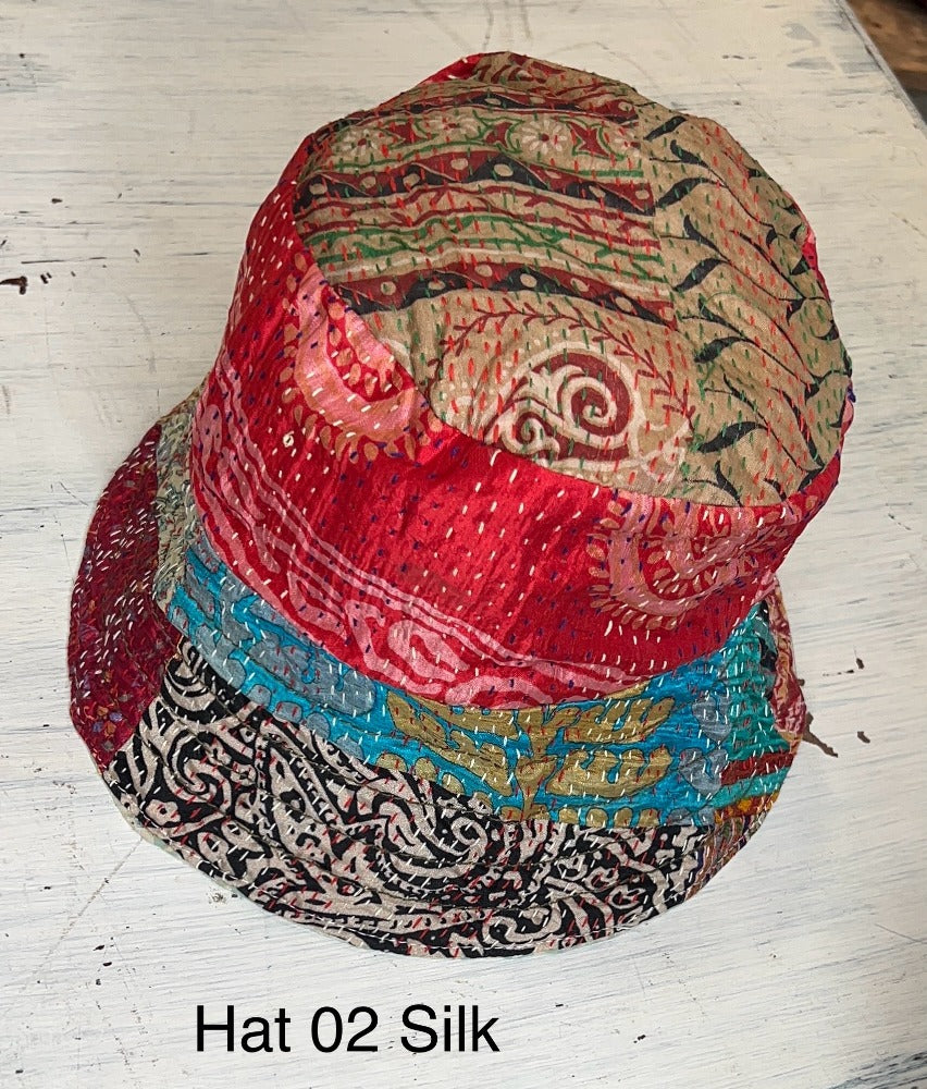 Reversible Silk/Cotton Kantha Bucket Hat by Robin