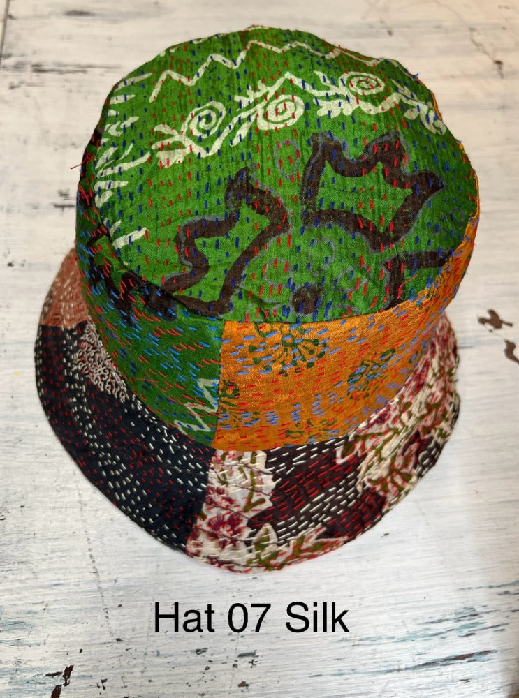 Reversible Silk/Cotton Kantha Bucket Hat by Robin